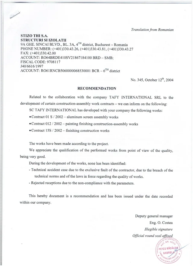 STIZO THI letter of recommendation